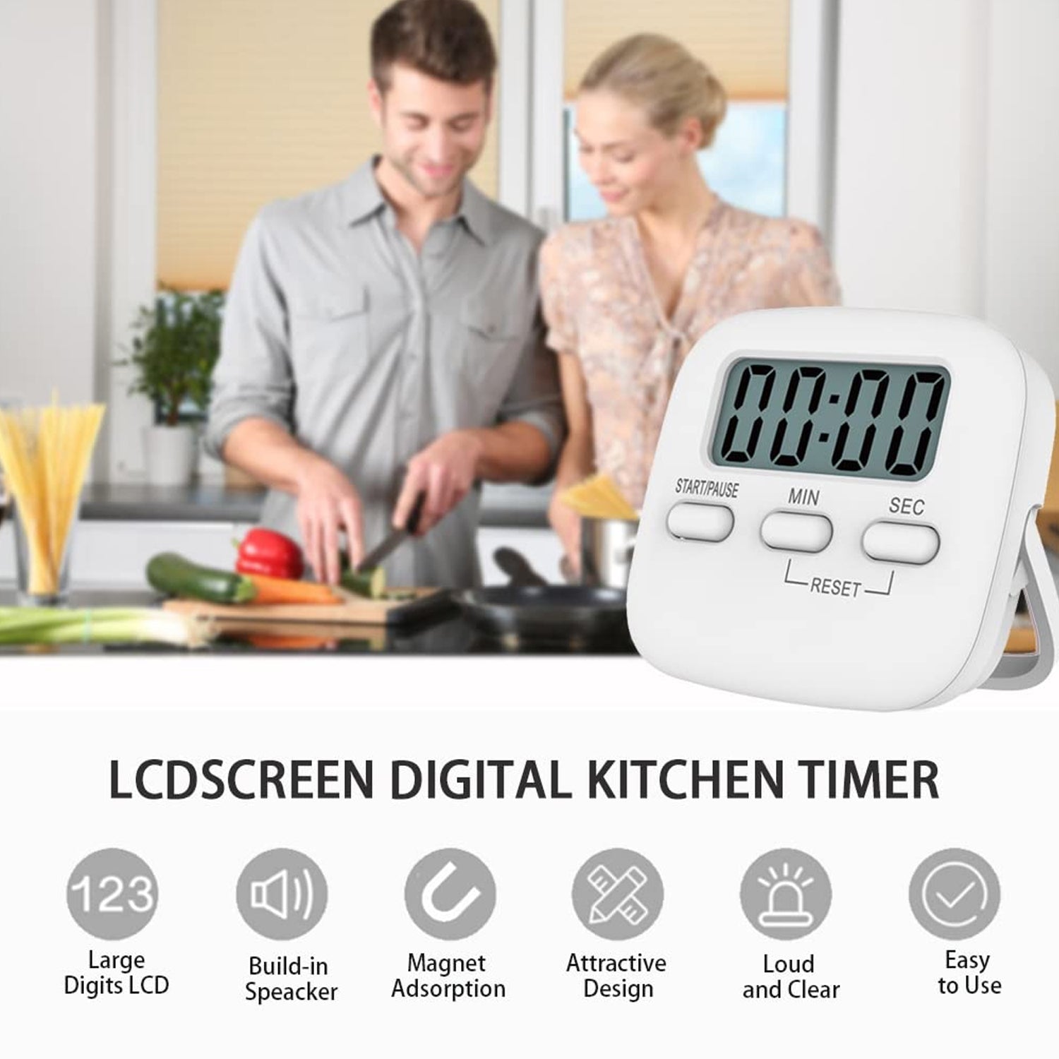 Digital Kitchen Timer with Alarm | Stop Watch Timer for Kitchen | Kitchen Timer with Magnetic Stand |Timer Clock for Study - Bhavnagar Deodap