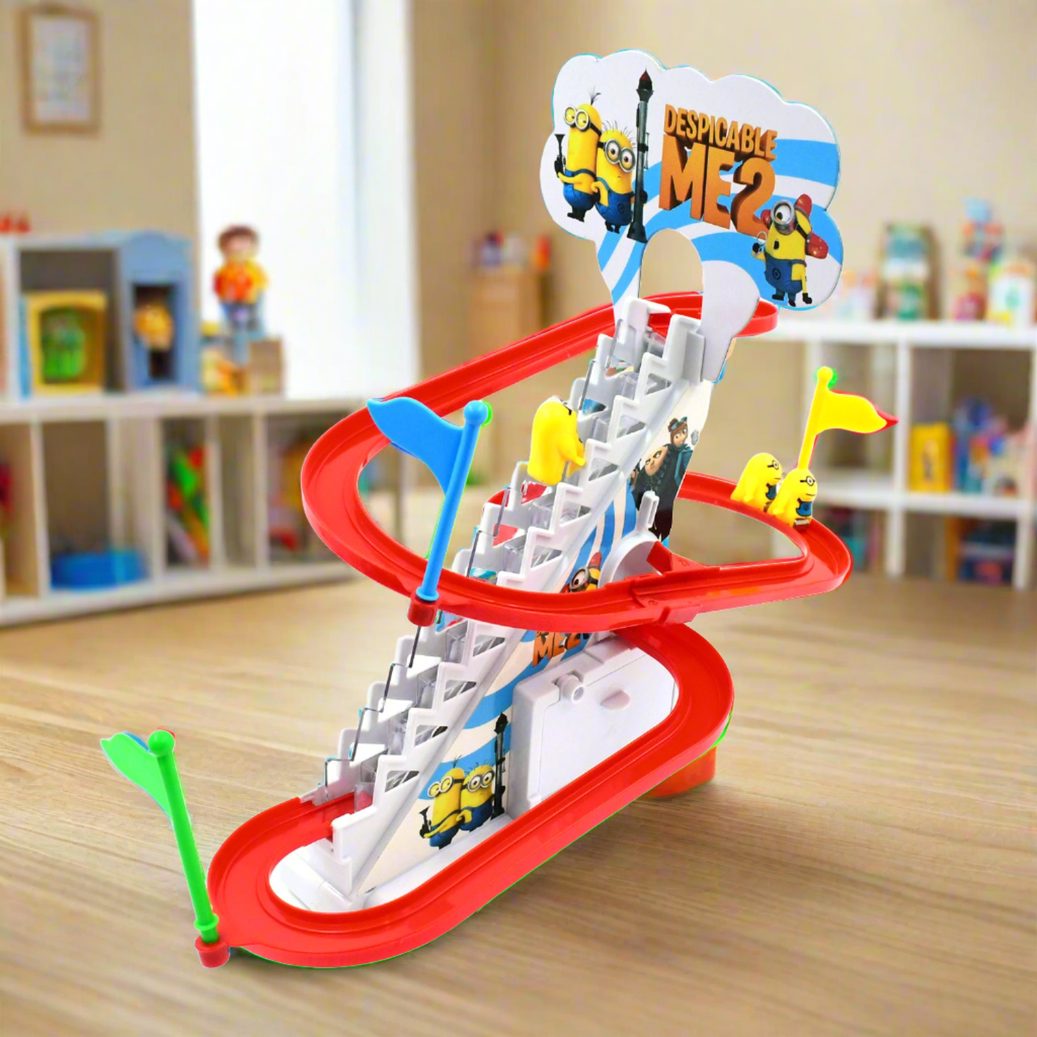 Ducks Climb Stairs Toy Roller Coaster, Electric Duck Chasing Race Track Set, Fun Duck Stair Climbing Toy with Flashing Lights Music and 3 Ducks, Small Ducks Climbing Toys - Bhavnagar Deodap