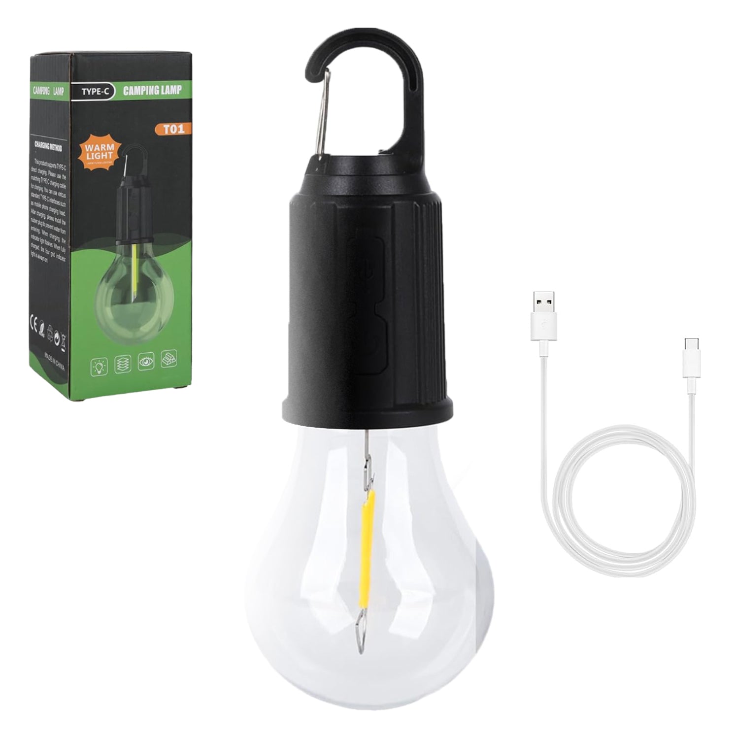 Rechargeable Camping Lights for Tents LED Camping Tent Lantern 3 Lighting Modes Tent Lamp Portable Emergency Camping Lights with Clip Hook for Camping Hiking Fishing, Backpacking (1 Pc) - Bhavnagar Deodap