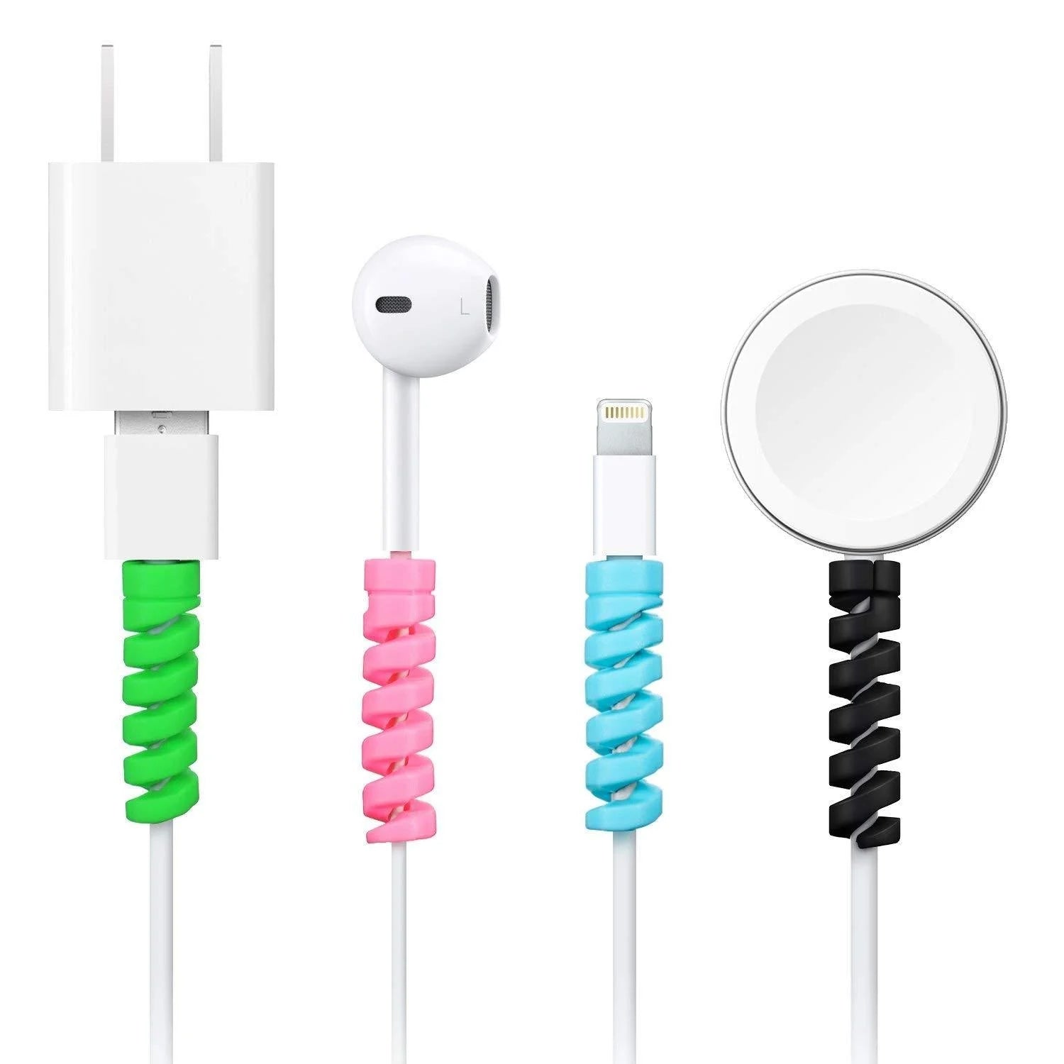 Spiral Charger Cable Protector Data Cable Saver Charging Cords Protective for All Universal Earphone & Cable Cover (Pack of 10) - Bhavnagar Deodap