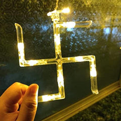 Swastik om Curtain Decorative Lights, String Lights with 12 Hanging Props138 LED, Diwali Decoration Items for Home Decor, Night Light, Room Lights for Bedroom, Balcony Decor. - Bhavnagar Deodap