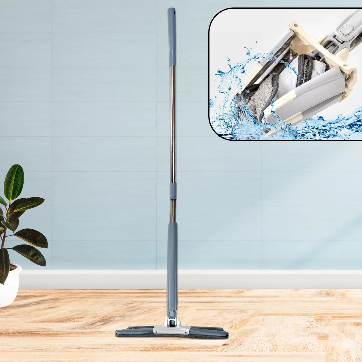 Adjustable 360° Flat Hand Mop: Floors, Walls, Ceilings (Easy Squeeze) - Bhavnagar Deodap