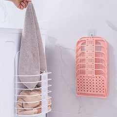 Wall Hanging Laundry Basket Clothes Hanger Dirty Hamper Clothes Storage Hook Clothes Rails for Laundry Washing Machine Bathroom Kids Dirty Clothes Storage Hanger (1 Pc) - Bhavnagar Deodap