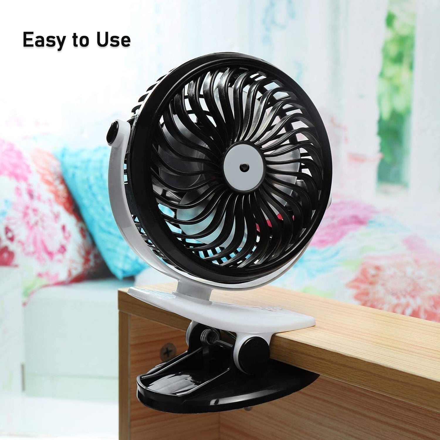 Portable Clip-on Fan, Battery Operated, With Light & Spray, Small Yet Powerful USB Table Fan, 3-Speed Quiet Rechargeable Mini Desk Fan, 360° Rotation, Personal Cooling Fan for Home, Office, Camping - Bhavnagar Deodap