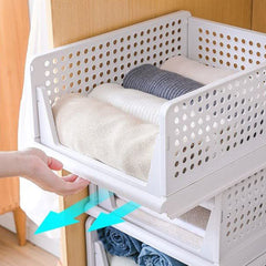 3 Layer Clothes Organizer for Wardrobe Cupboard Organizer for Clothes Foldable and Stackable Closet Organizer Drawer Organizer for Clothes, Multi Purpose Plastic Drawer - Bhavnagar Deodap