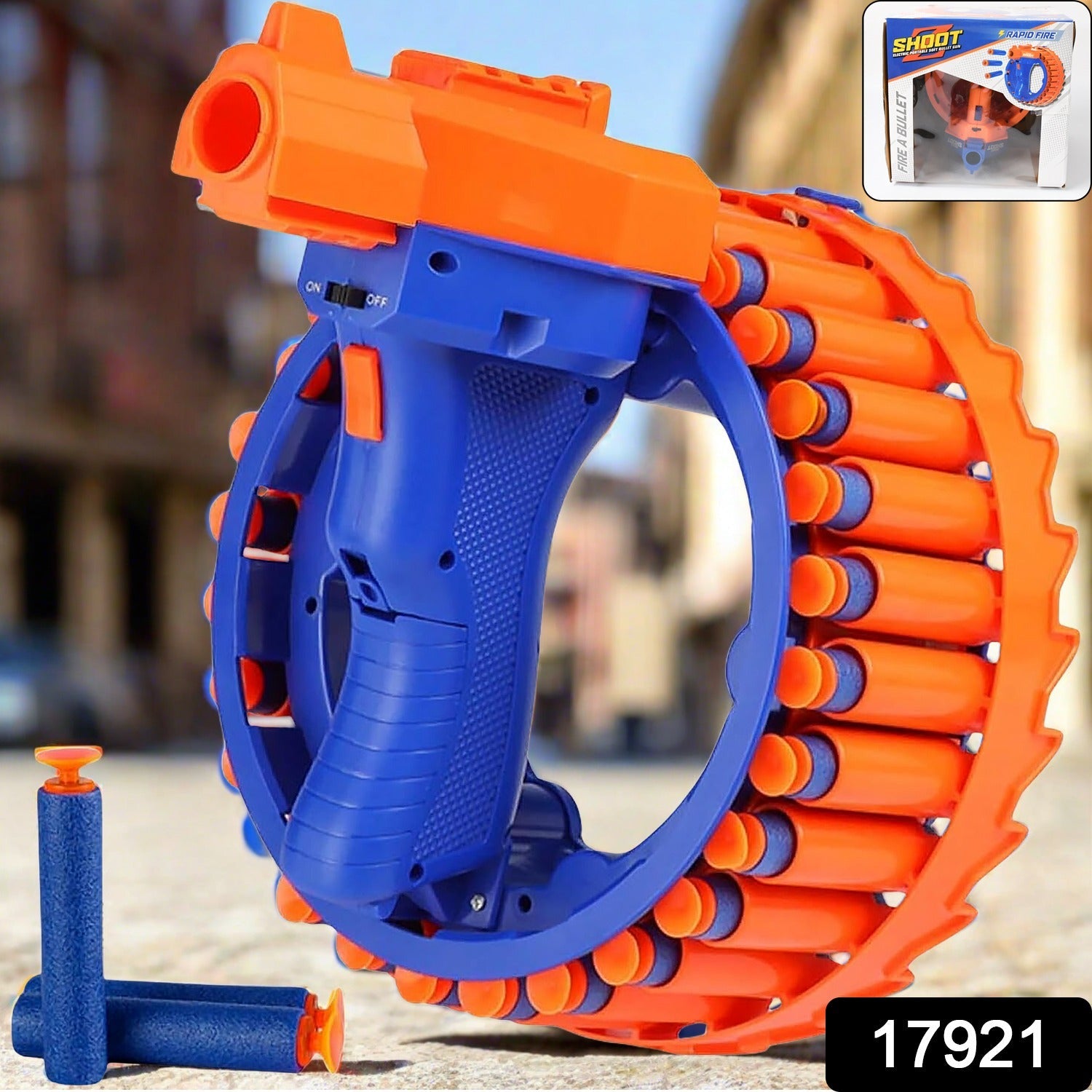 Amazing Toy Gun, Electric Gun for Children, 28 Soft Bullets for Youth Safety, Children's Electric Hand Ring Wheel Soft Bullet Gun, Gift Toys - Bhavnagar Deodap