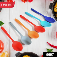 MULTIPURPOSE SILICONE SPOON, SILICONE BASTING SPOON NON-STICK KITCHEN UTENSILS HOUSEHOLD GADGETS HEAT-RESISTANT NON STICK SPOONS KITCHEN COOKWARE ITEMS FOR COOKING AND BAKING (6 Pc Set) - Bhavnagar Deodap