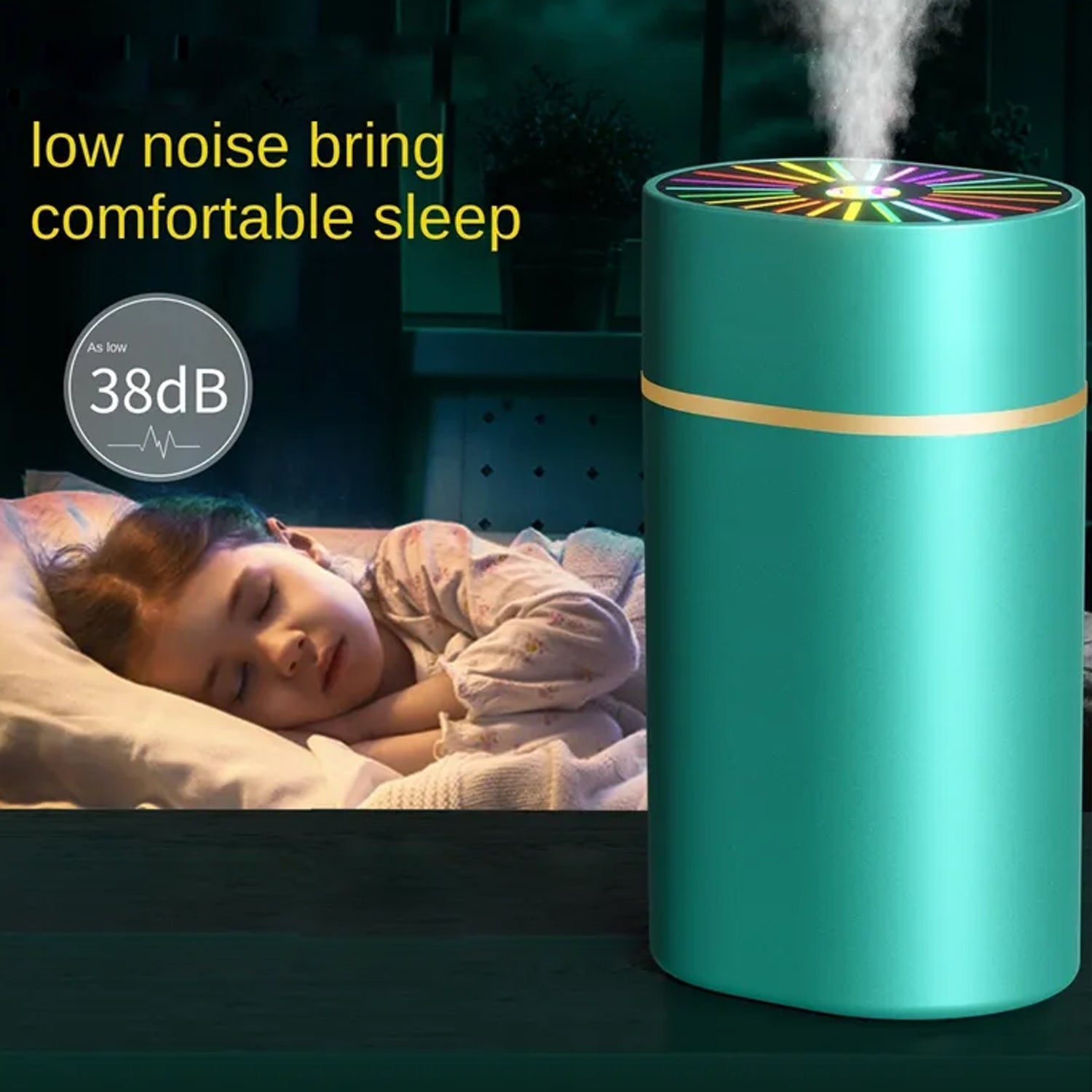 Humidifiers For Bedroom, Small Humidifier With Colorful Light Effect, Mini Desk / Car Humidifier with Colorful Light - Bhavnagar Deodap