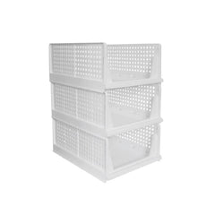 3 Layer Clothes Organizer for Wardrobe Cupboard Organizer for Clothes Foldable and Stackable Closet Organizer Drawer Organizer for Clothes, Multi Purpose Plastic Drawer - Bhavnagar Deodap