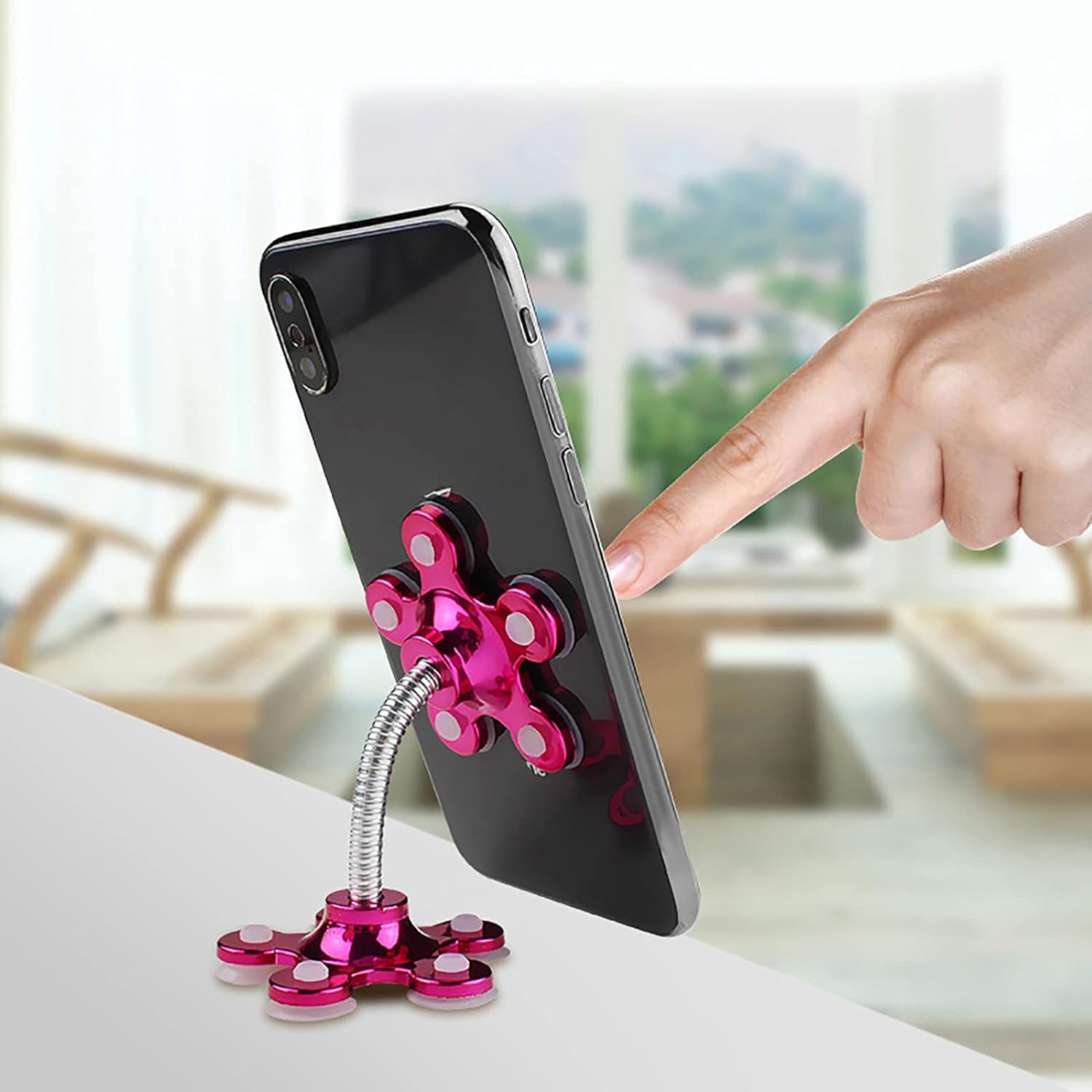 Phone Holder, 360°Rotatable Phone Stand Multi-Function Double-Sided Suction Cup Mobile Phone Holder  vip stand( MOQ :- 6 Pc ) - Bhavnagar Deodap