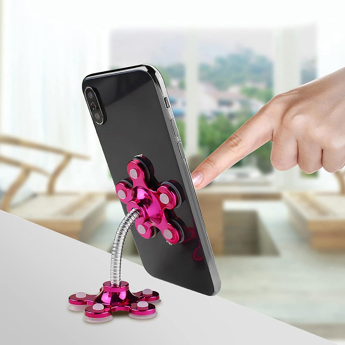 Phone Holder, 360°Rotatable Phone Stand Multi-Function Double-Sided Suction Cup Mobile Phone Holder  vip stand( MOQ :- 6 Pc ) - Bhavnagar Deodap