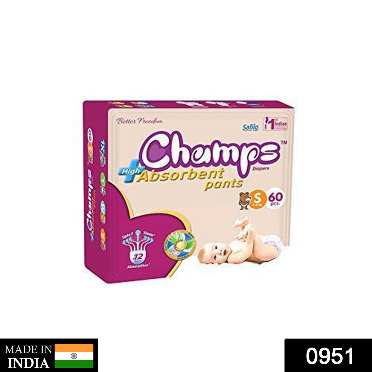 Premium Champs High Absorbent Pant Style Diaper Small, Medium and Large Size Diaper - Bhavnagar Deodap