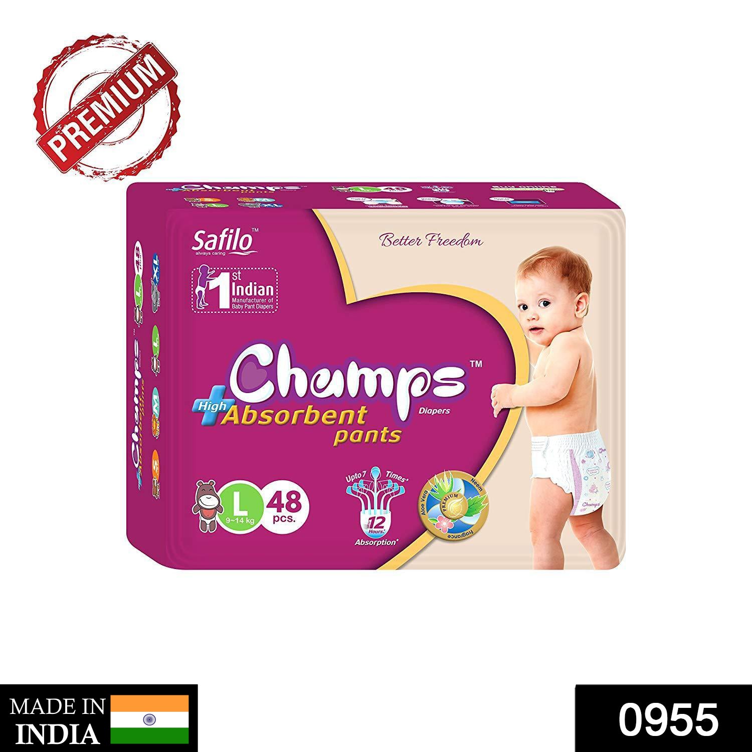 Premium Champs High Absorbent Pant Style Diaper Small, Medium and Large Size Diaper - Bhavnagar Deodap