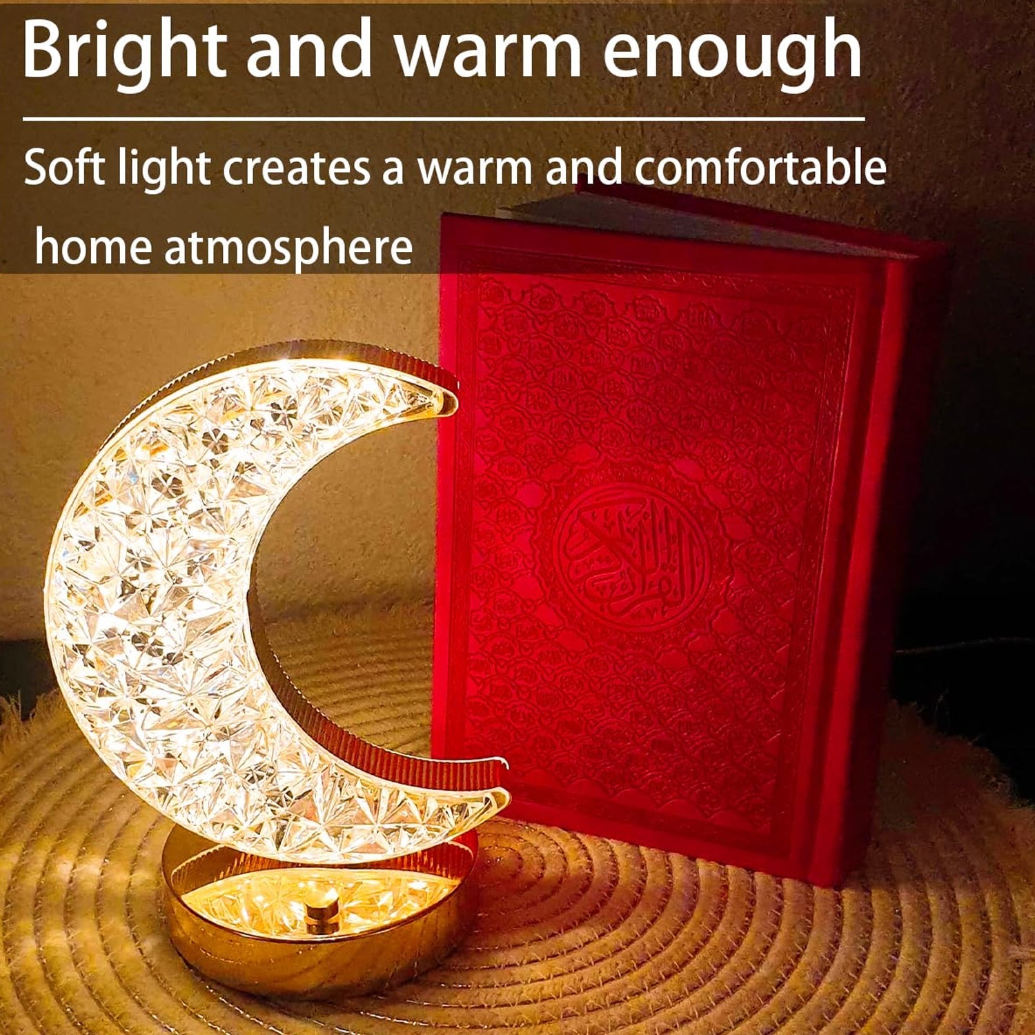 Crystal Table Lamp | Moon Shape Touch Control Lamp with 3 Color | Metal Bedside Lamp for Kids Bedroom Romantic Desktop Nightstand | Stepless Dimming USB Charging Touch Night Light - Bhavnagar Deodap