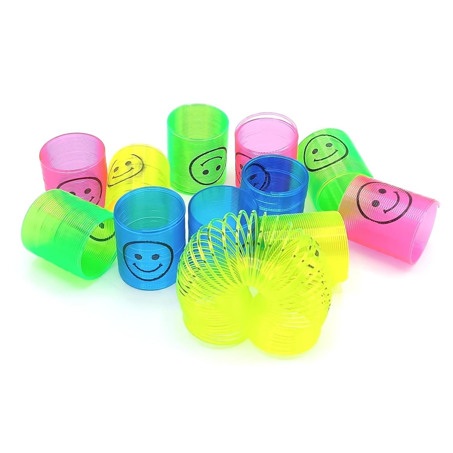 Multicolor Magic Smiley Spring, Spring Toys, Slinky, Slinky Spring Toy, Toy for Kids for Birthdays, Compact and Portable Easy to Carry (12 Pcs Set) - Bhavnagar Deodap