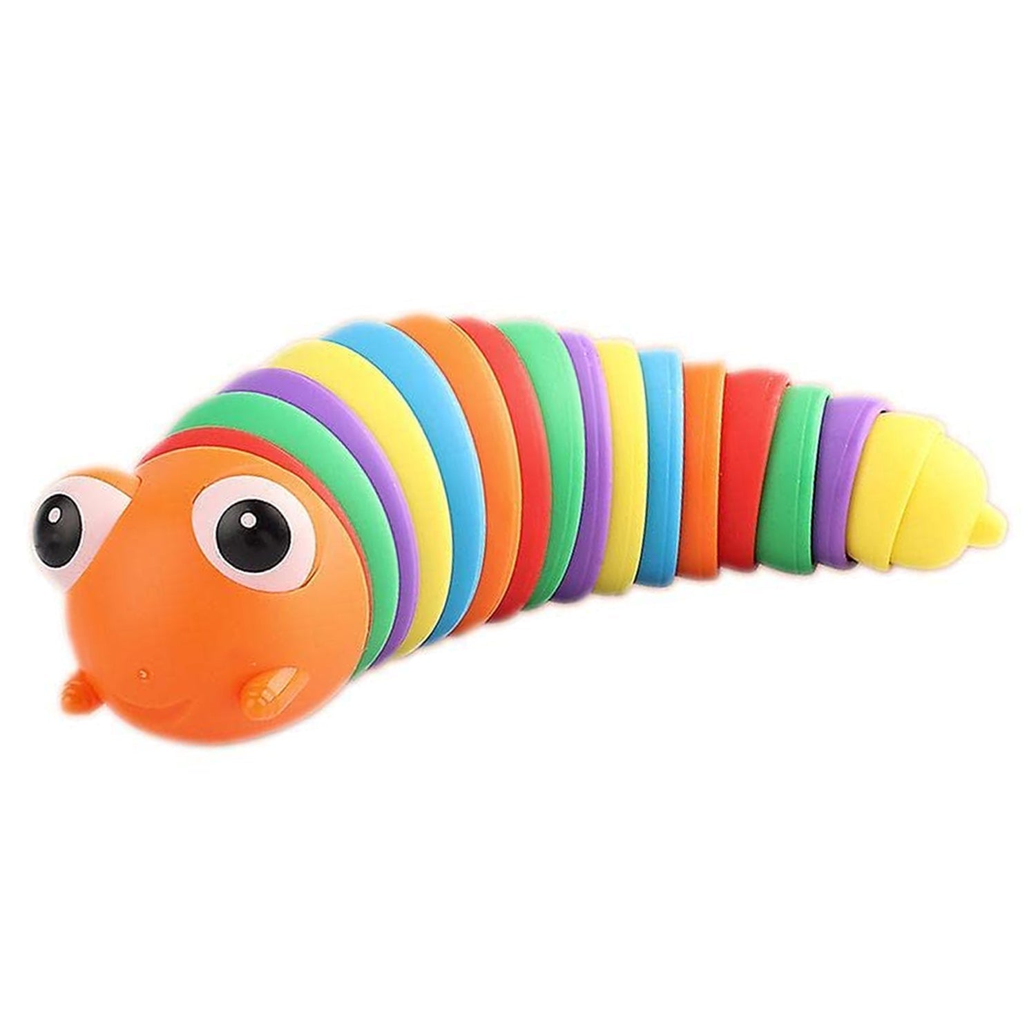 3D Rainbow Color Plastic Slug Fidget Toys, Stress Relieving Toy, Sensory Slug Toy for Boys and Girls, Finger slug Toy, for Autistic, Caterpillar Fidget Toys Stress Relief Gifts for Toddlers Kids Adults  (1 Pc) - Bhavnagar Deodap