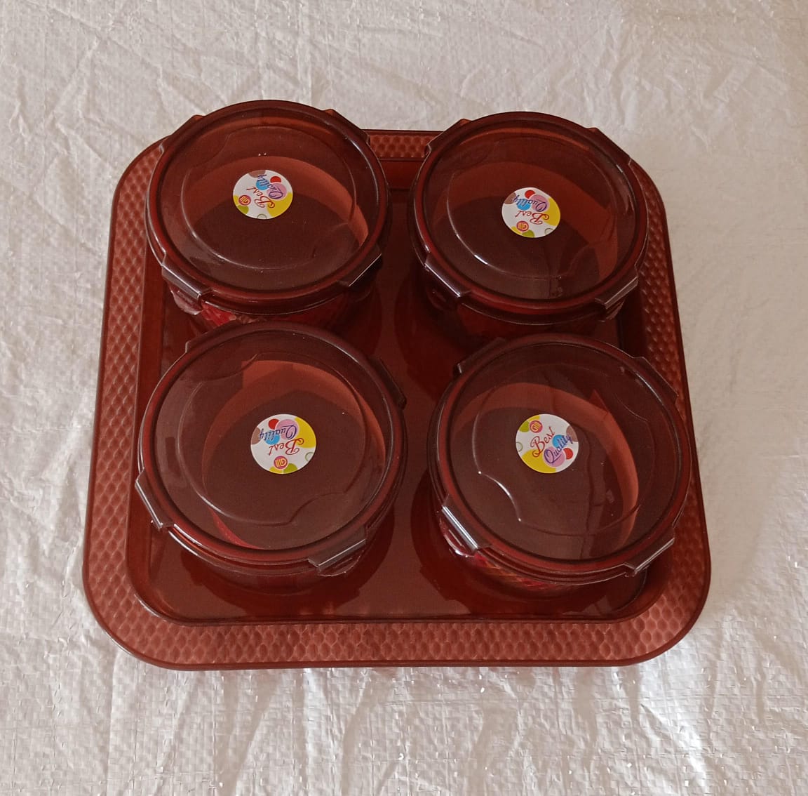 Elegance Tray, Plastic Airtight 4 Pieces Storage Container and 1 Piece Serving Tray with Lids - Bhavnagar Deodap