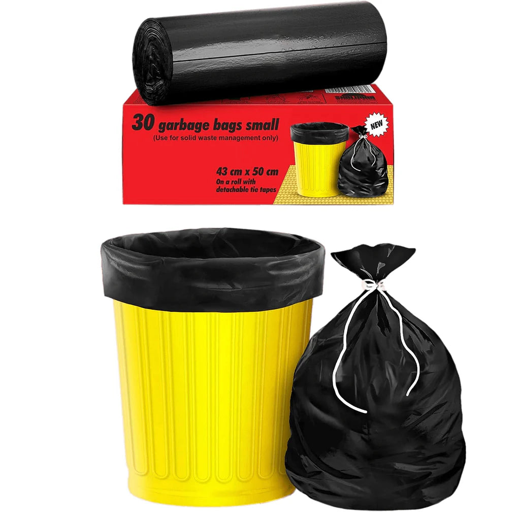 Black Garbage Bags for Dustbin 30 Bag - Small 17 X 19 Inches - Bhavnagar Deodap