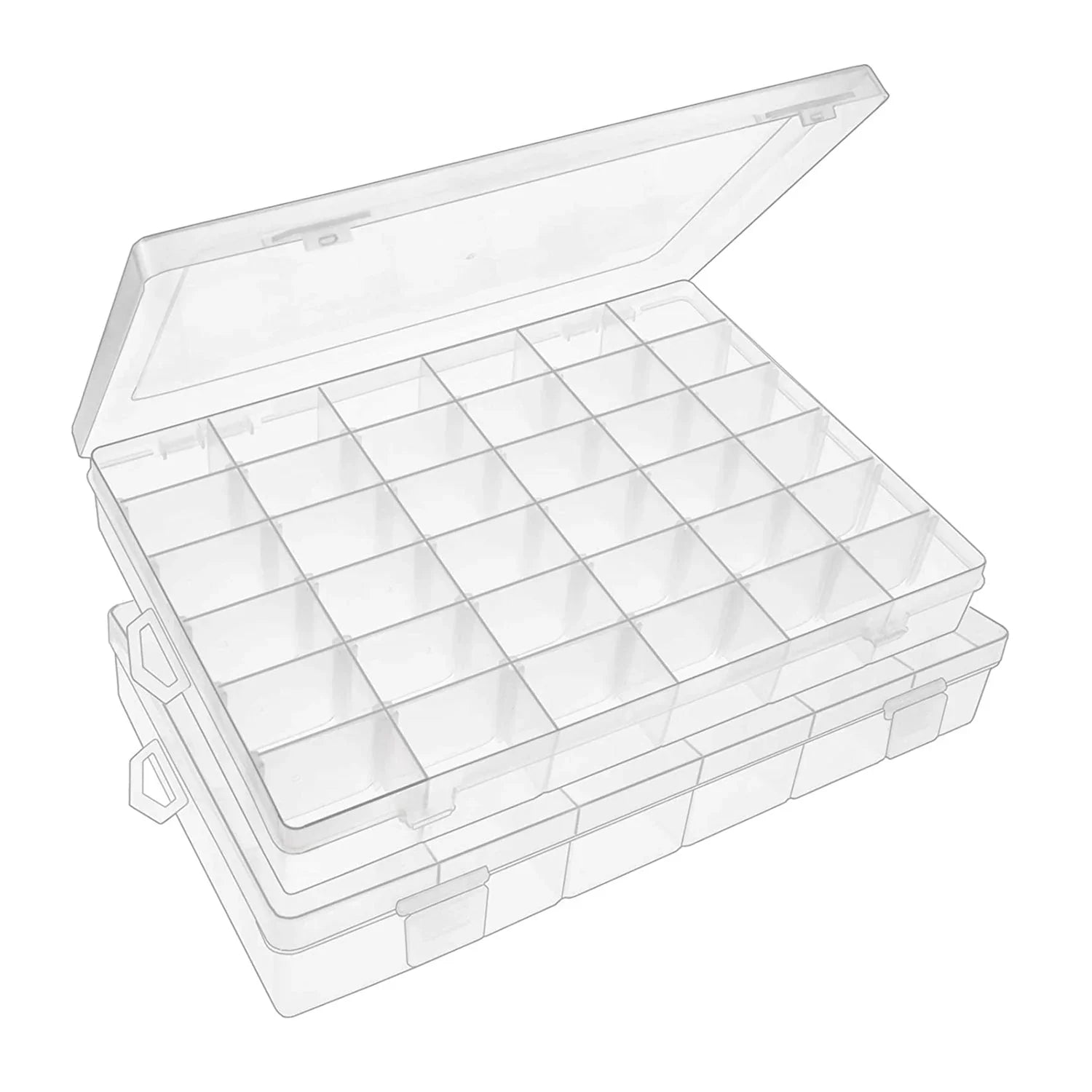 36 Grids Clear Plastic Organizer Jewelry Storage Box with Adjustable Dividers, Transparent Organizer Box (1pc) - Bhavnagar Deodap