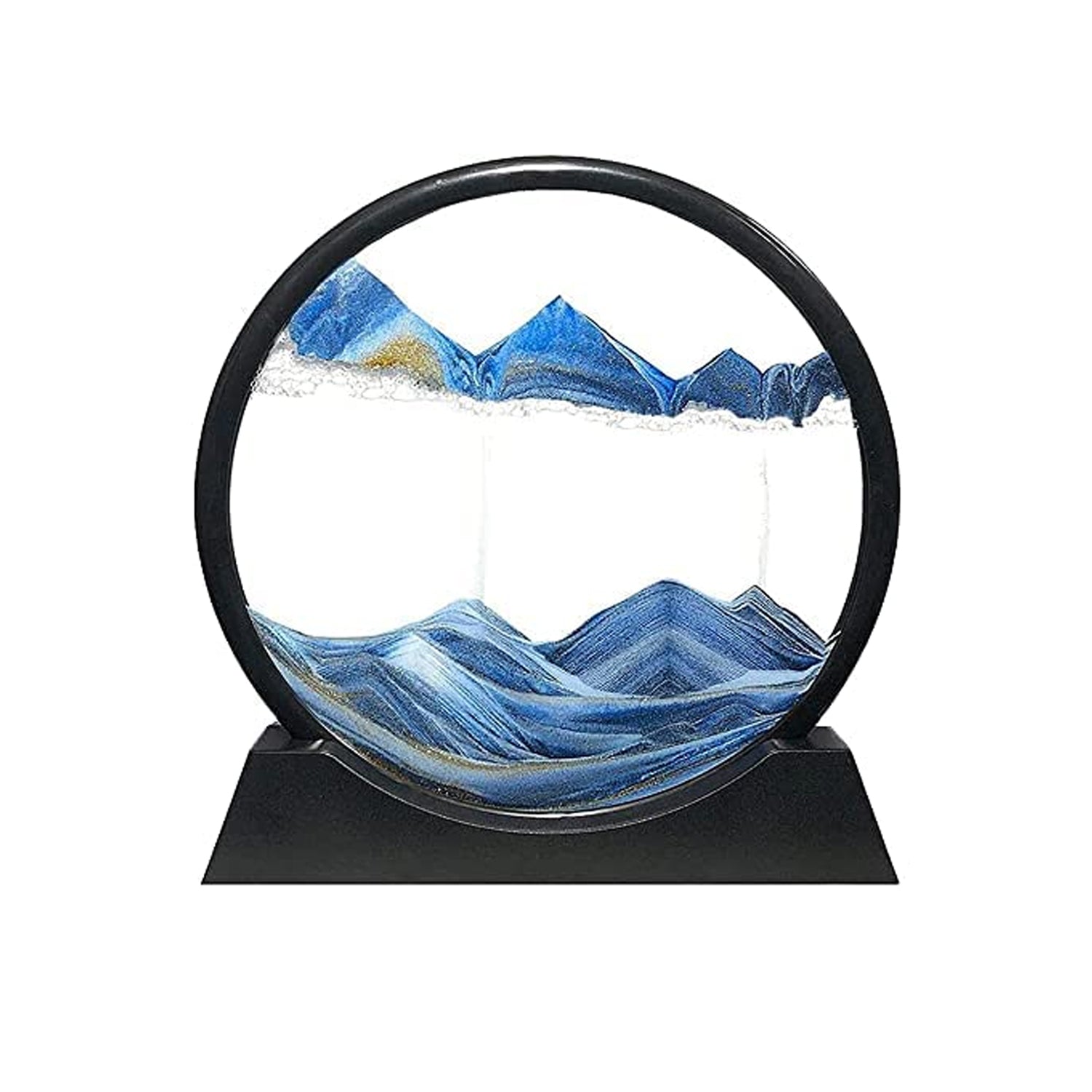 Moving Sand Art Picture Decor, 3D Deep Sea Sandscape Liquid Motion, Round Glass Frame Display Flowing Sand Relaxing Gift for Kids Adults Painting Artistic Sandscape for Home, Office, Ornament Desktop Art Bookshelves Decoration (1 Pc ) - Bhavnagar Deodap