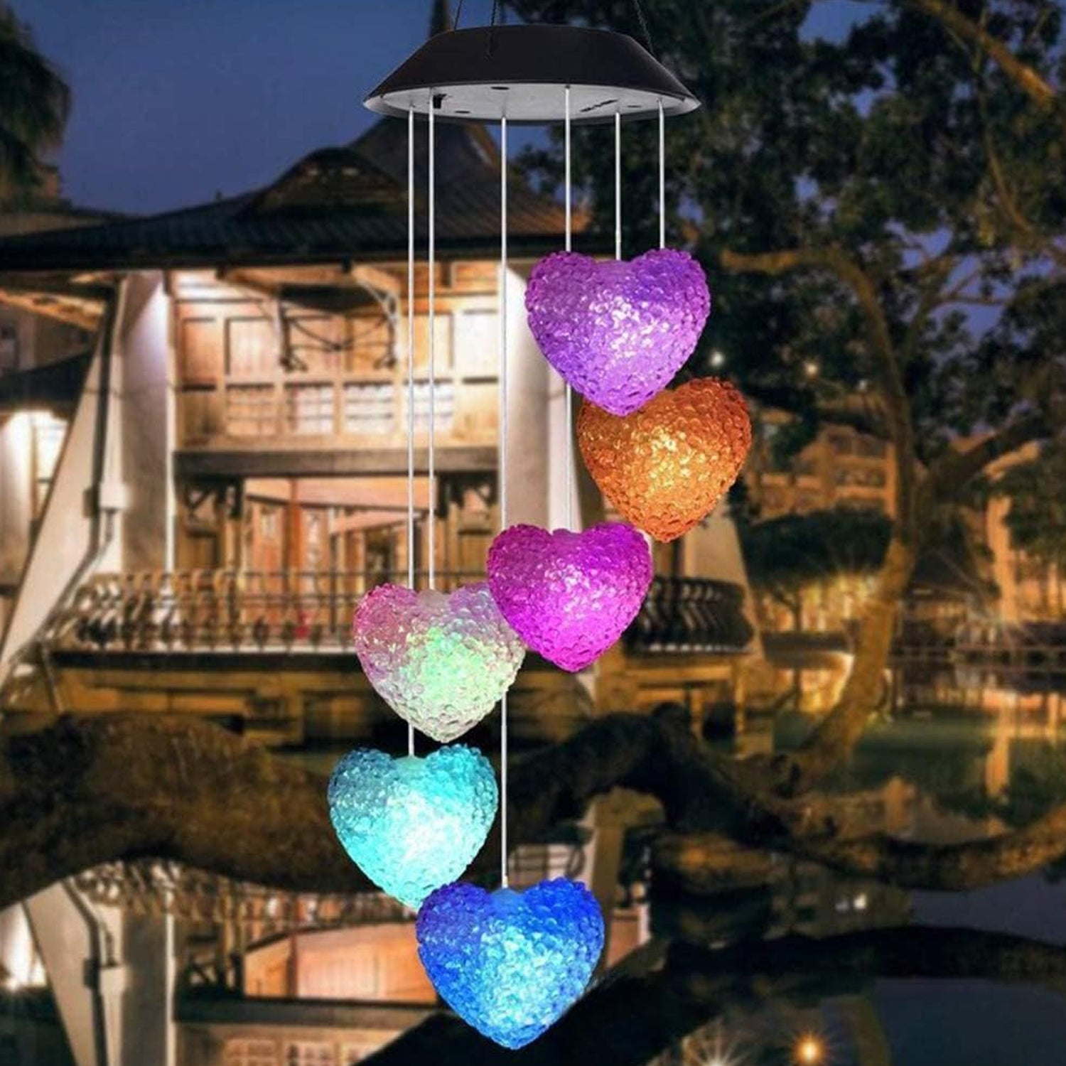 Solar Powered Wind Chimes with Lights: Outdoor Garden Decor (6 LED) - Bhavnagar Deodap