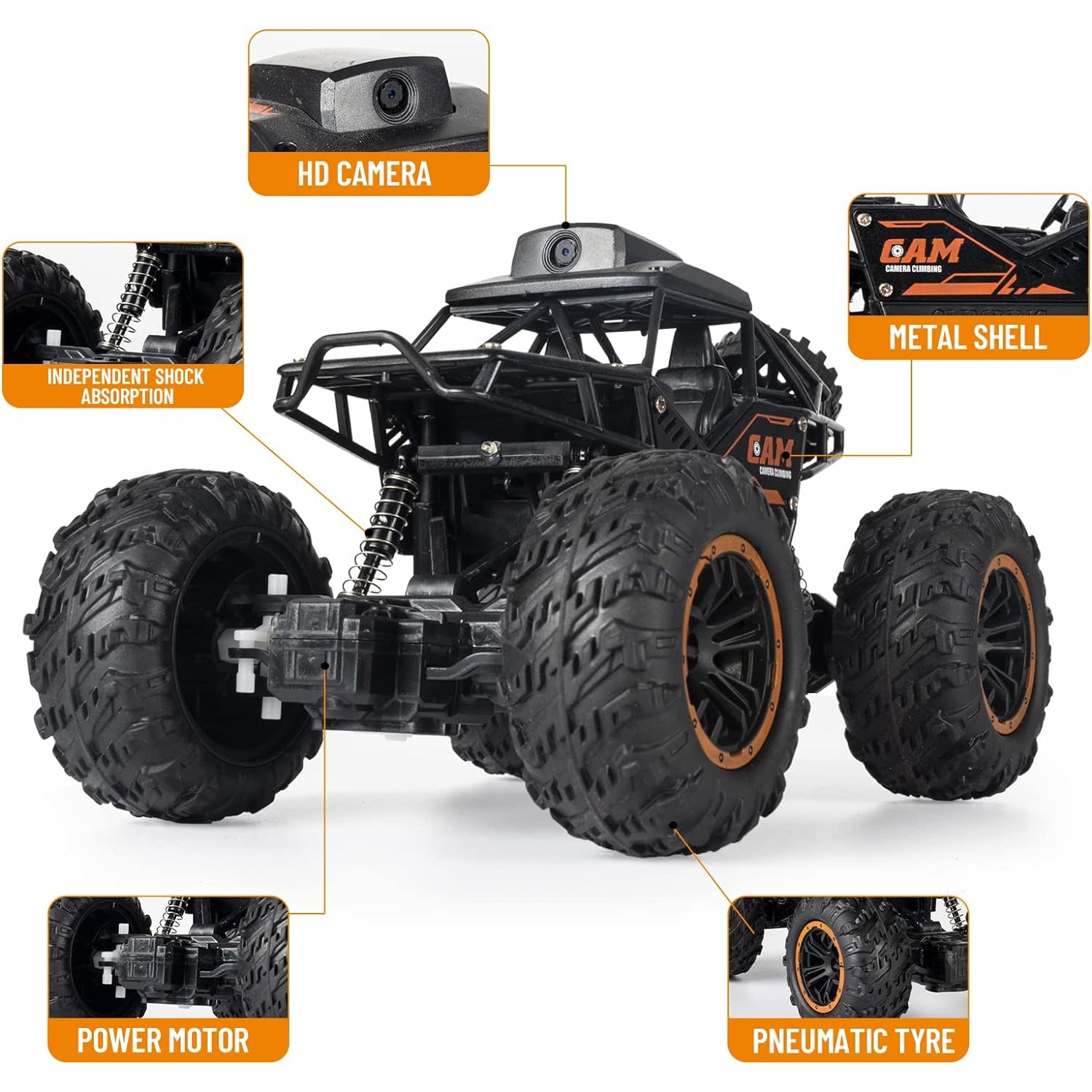 Remote Control Car with Camera Off-Road Remote Control Truck Monster Trucks for Boys 8-12 Birthday Gift For Kids Adults Gift For Boys And Girls HD Camera Rock Crawler Monster Truck Toy - Bhavnagar Deodap