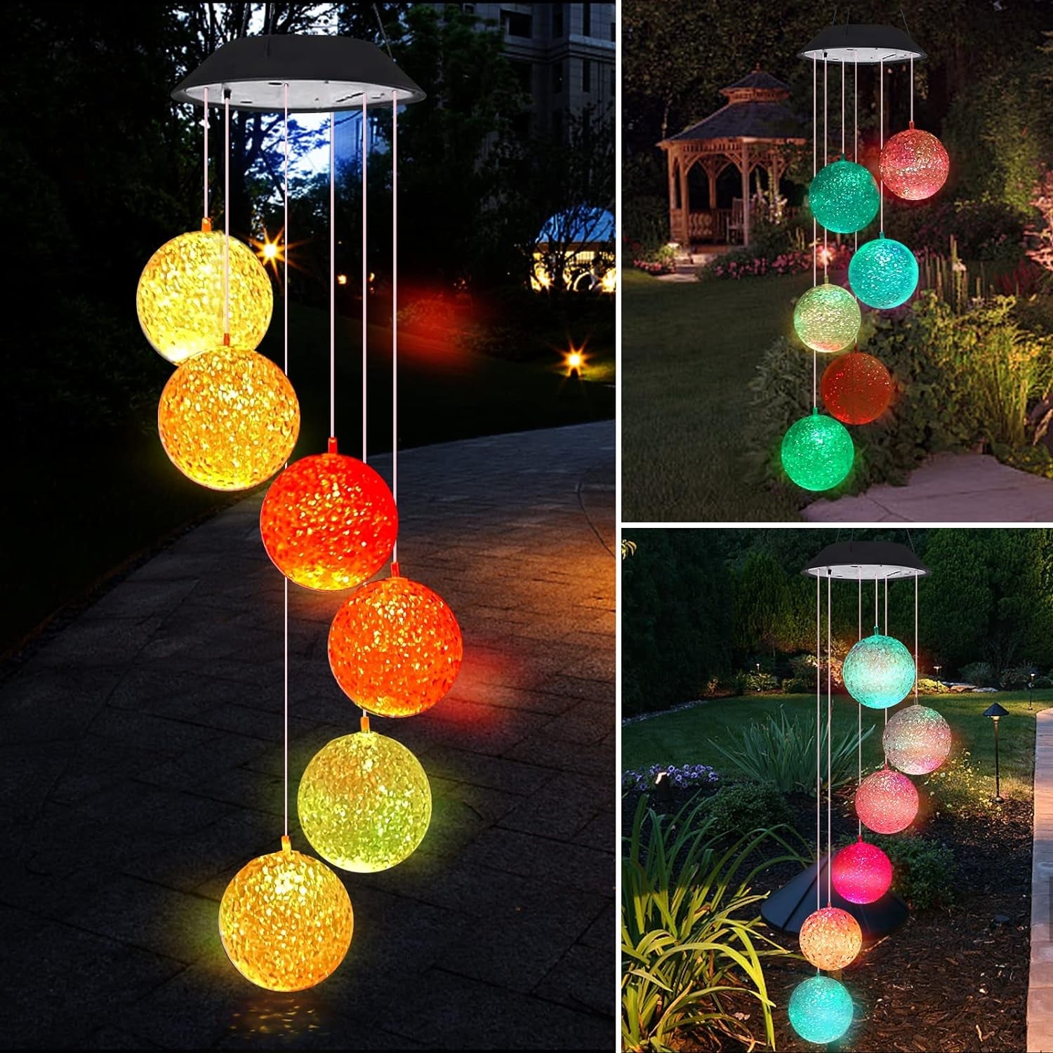 Solar Crystal Ball , Color Changing Solar Powered LED Hanging Light Mobile for Patio Yard Garden Home Outdoor Night Decor, Gifts - Bhavnagar Deodap