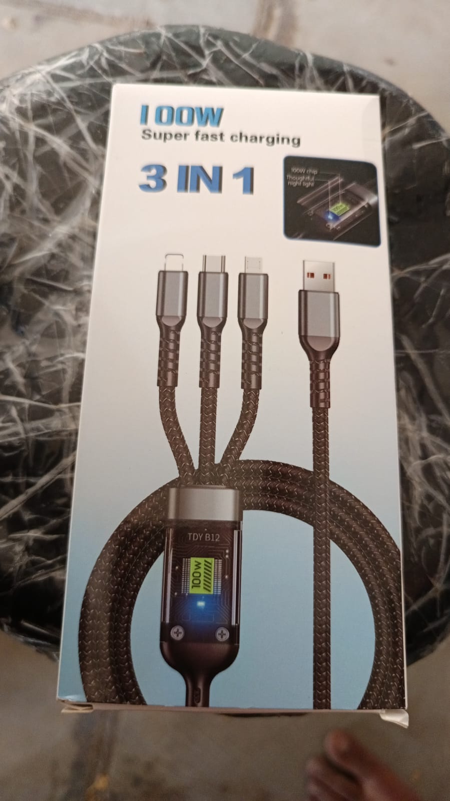 3-in-1 Super Fast Charging Cable 100w, Multifunctional Convenient Super Fast Charging Cable Nylon Braided Cord, 3-in-1 Silicone Zinc Alloy 3 Head Charging Cable - Bhavnagar Deodap