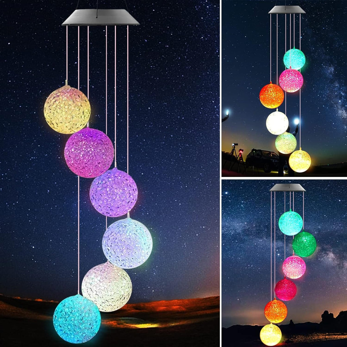 Solar Crystal Ball , Color Changing Solar Powered LED Hanging Light Mobile for Patio Yard Garden Home Outdoor Night Decor, Gifts - Bhavnagar Deodap