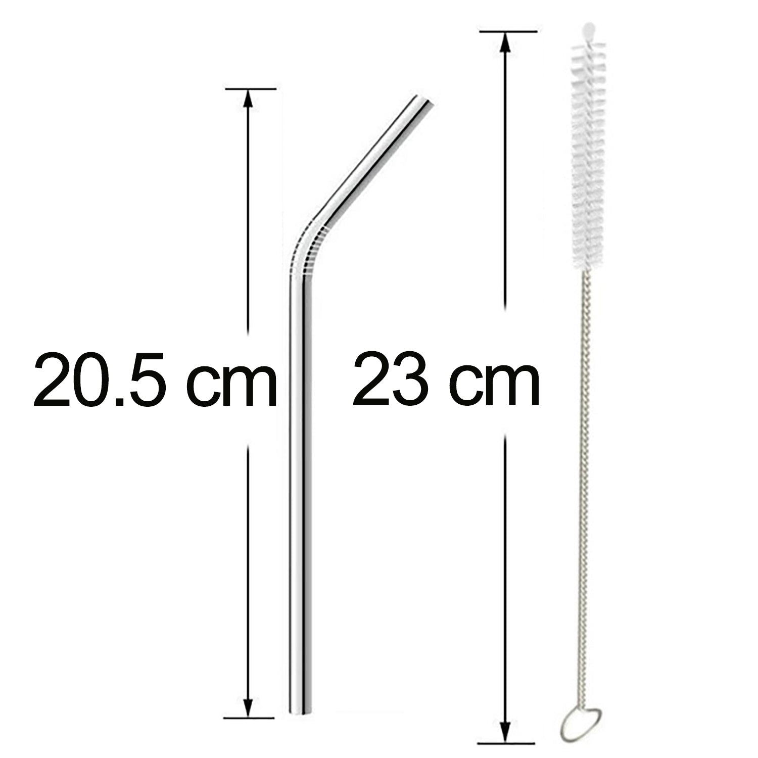 Reusable Stainless Steel Drinking Straws Bent (4 Bent Straws, 1 Brush) - Bhavnagar Deodap