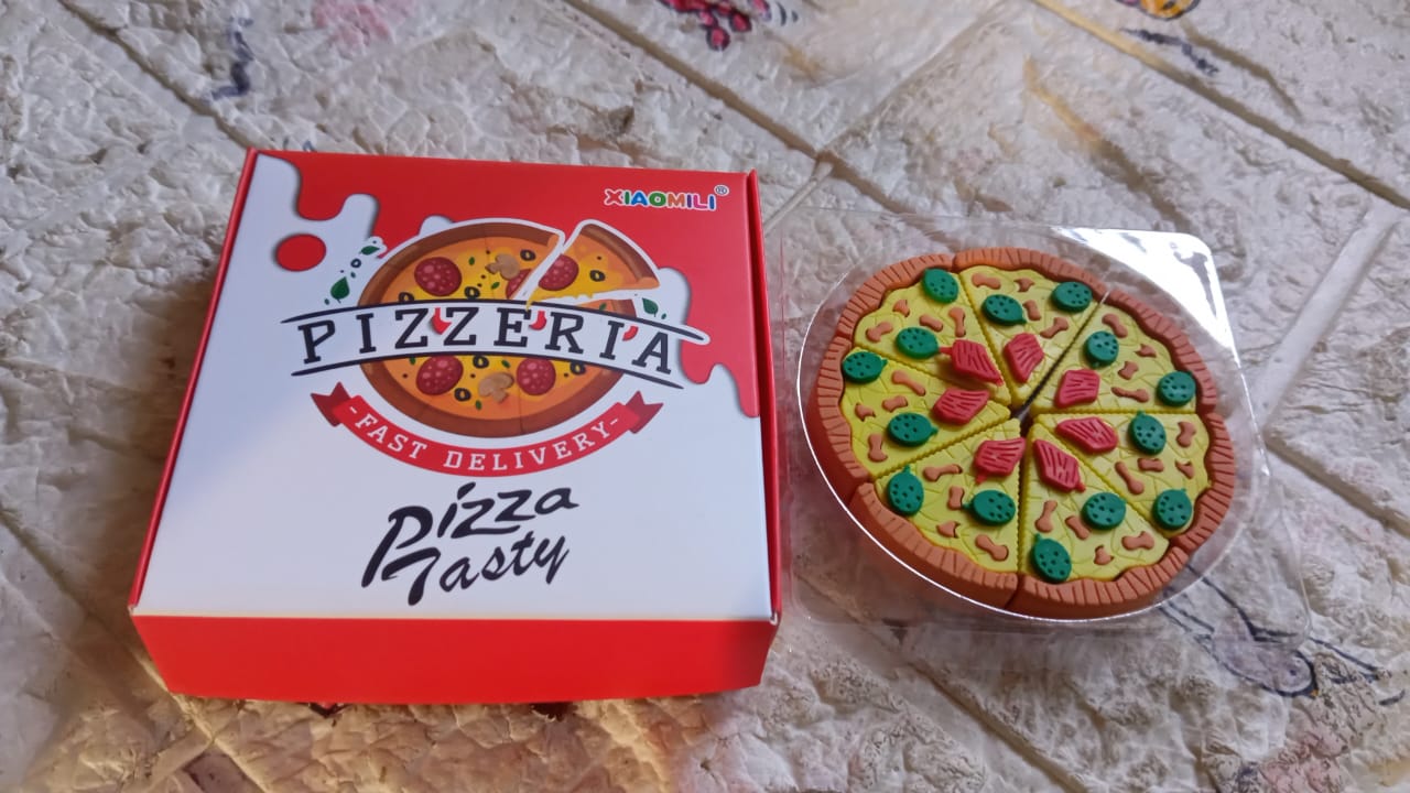 3D Pizza Slices Kids Favourite Food Eraser, Pizza 7 slice eraser for kids Adults fast food lover Stationary Kit Fancy & Stylish Colorful Erasers, for Return Gift, Birthday Party, School Prize - Bhavnagar Deodap