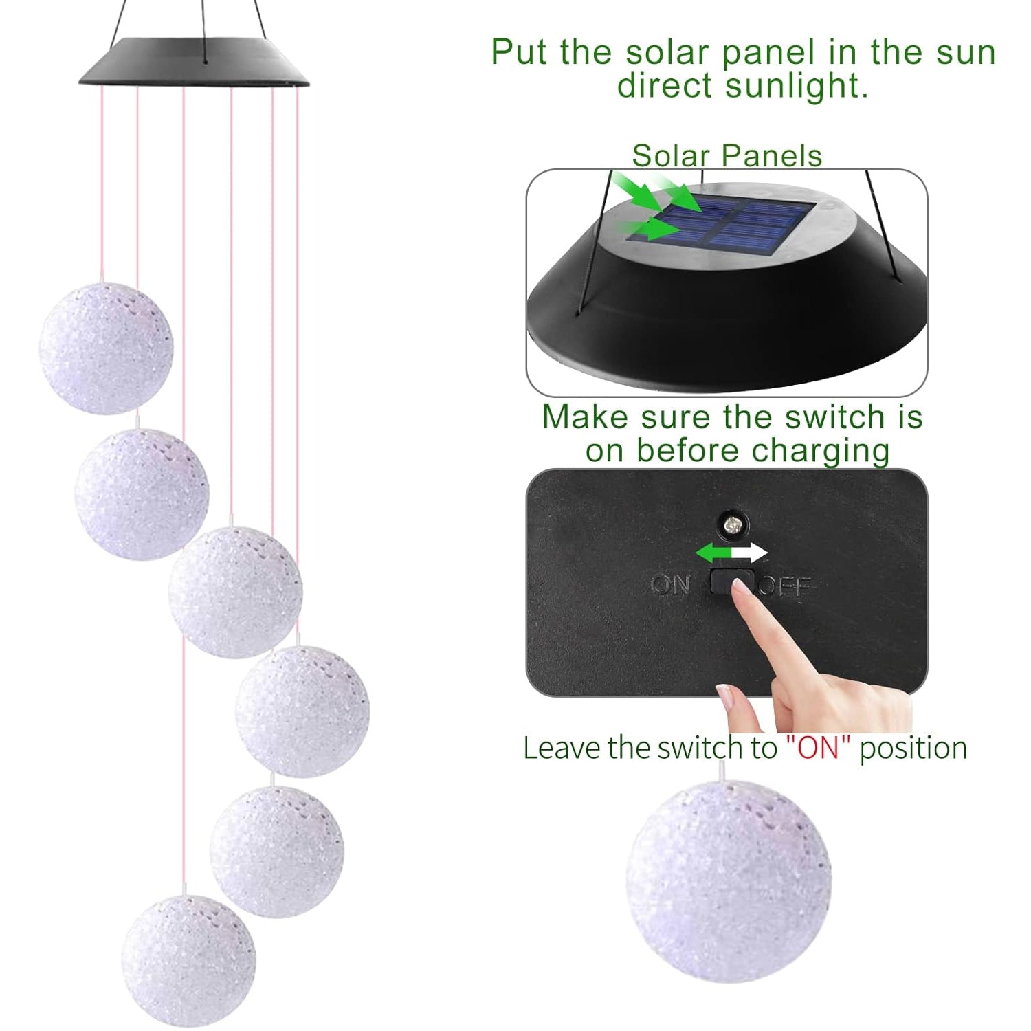 Solar Crystal Ball , Color Changing Solar Powered LED Hanging Light Mobile for Patio Yard Garden Home Outdoor Night Decor, Gifts - Bhavnagar Deodap