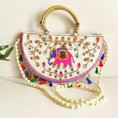 Traditional handbag, Rajasthani Jaipuri Cotton Bag, Ethnic Stylish Designer, Handicrafted Handbag - Bhavnagar Deodap