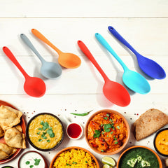 MULTIPURPOSE SILICONE SPOON, SILICONE BASTING SPOON NON-STICK KITCHEN UTENSILS HOUSEHOLD GADGETS HEAT-RESISTANT NON STICK SPOONS KITCHEN COOKWARE ITEMS FOR COOKING AND BAKING (6 Pc Set) - Bhavnagar Deodap