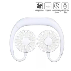 Hand Free Personal Fan - Portable USB Battery Rechargeable Mini Fan - Headphone Design Wearable Neckband Fan Neck lance Fan Cooler Fan (Battery Not included) - Bhavnagar Deodap