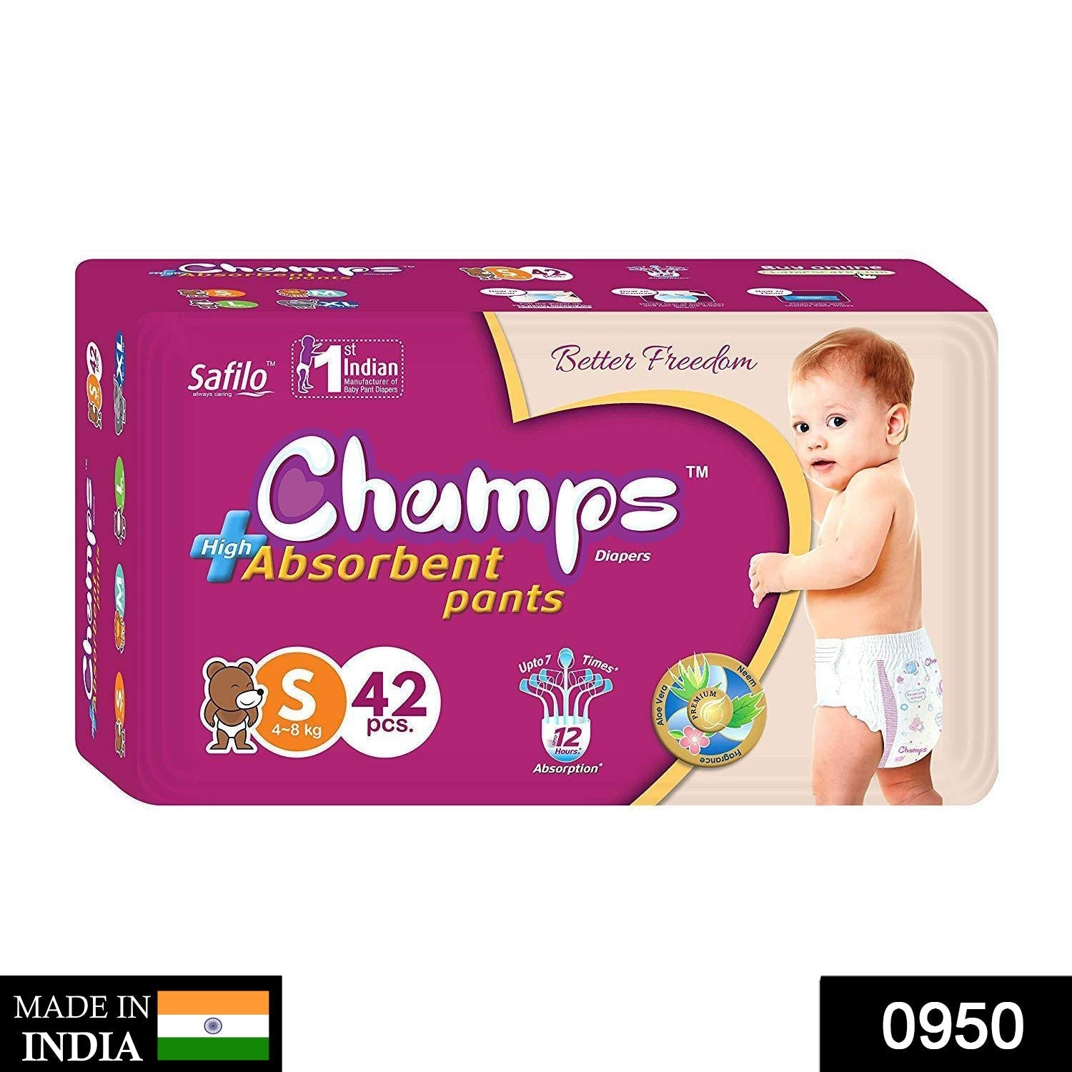 Premium Champs High Absorbent Pant Style Diaper (Small Size / 42 Pcs) - Bhavnagar Deodap