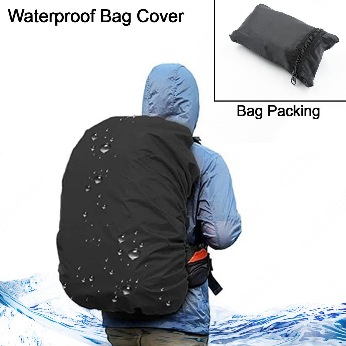 Heavy Waterproof Nylon Rain Cover/Dust Cover - Elastic Adjustable for Laptop Bags and Backpacks, School Bag Waterproof Cover, Dust Proof, Backpack, Laptop Bag Cover (1Pc) - Bhavnagar Deodap