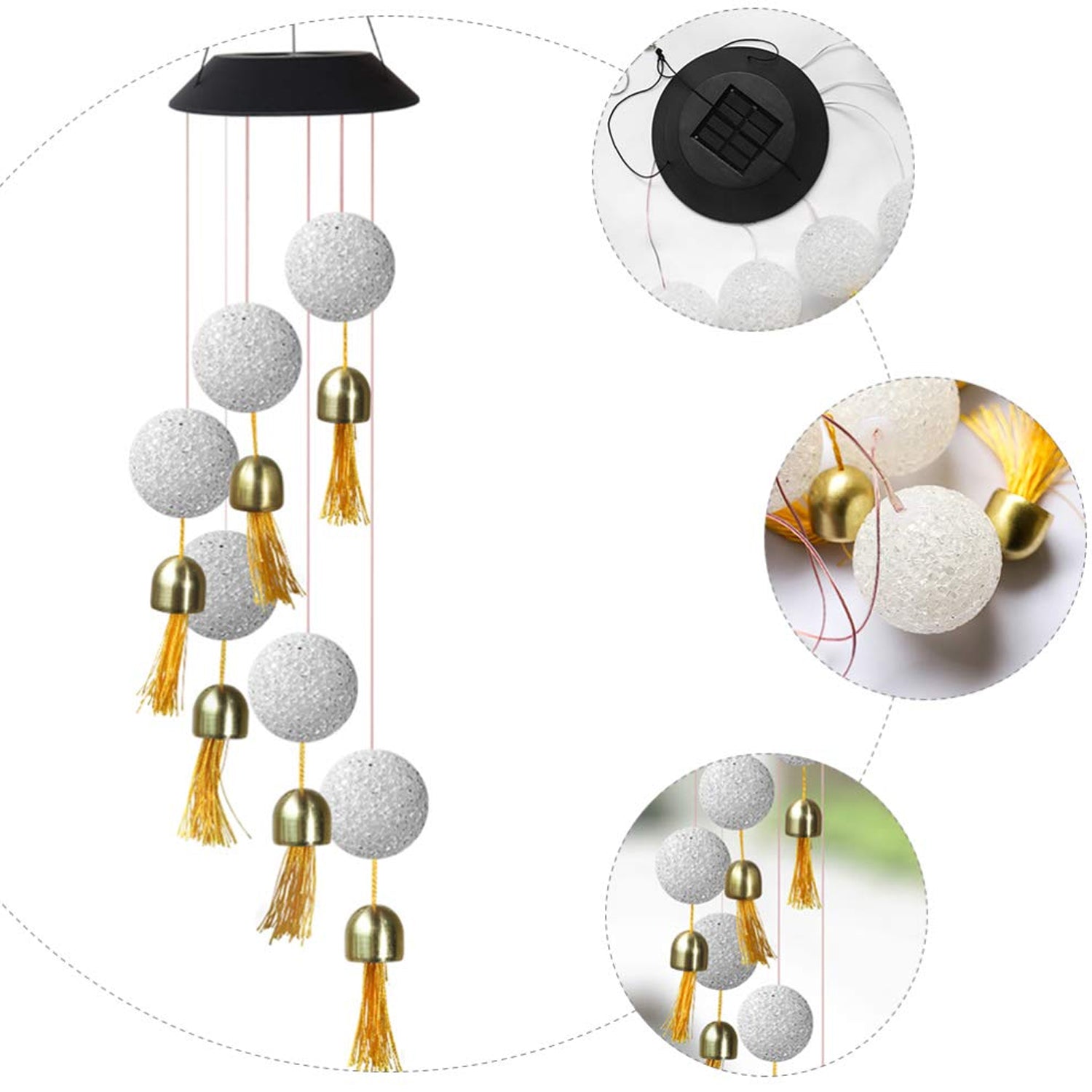 Solar Crystal Ball Wind Chime, Color Changing Solar Powered LED Hanging Wind Chime Light Mobile for Patio Yard Garden Home Outdoor Night Decor, Gifts - Bhavnagar Deodap