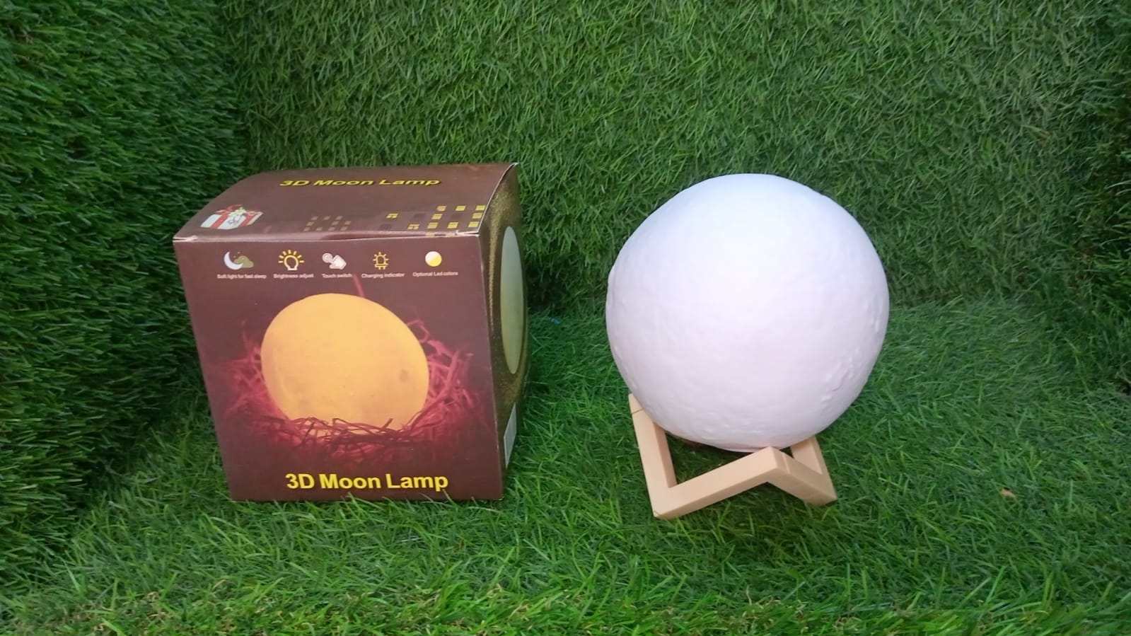 Moon Lamp3D Printing LED Night Light Moon Light with Stand, Warm & Cool, USB Rechargeable for Kid Lover Birthday Day Gift - Bhavnagar Deodap