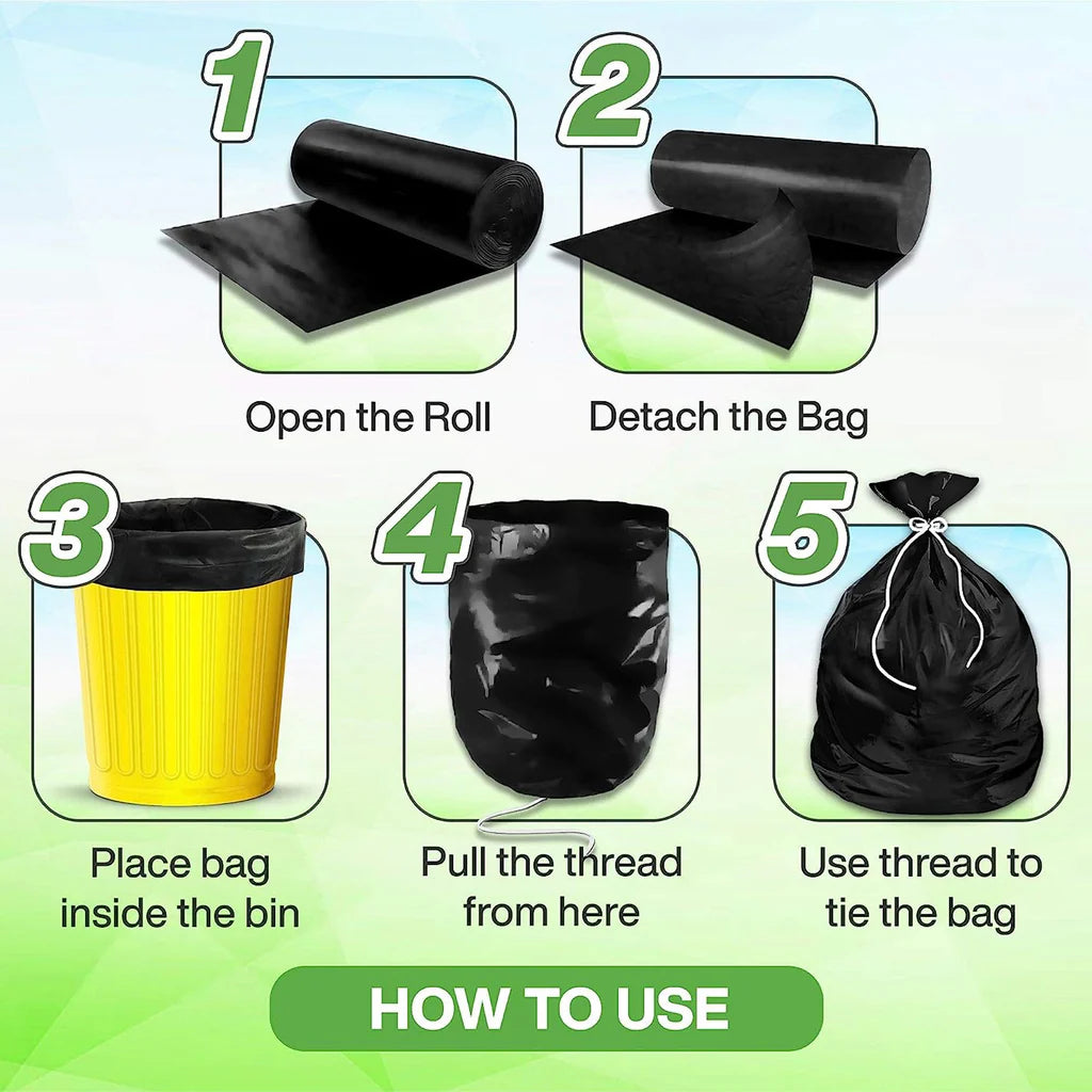 Black Garbage Bags for Dustbin 30 Bag - Small 17 X 19 Inches - Bhavnagar Deodap