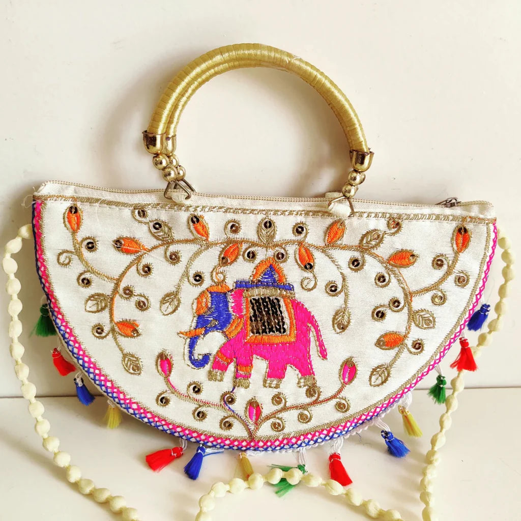 Traditional handbag, Rajasthani Jaipuri Cotton Bag, Ethnic Stylish Designer, Handicrafted Handbag - Bhavnagar Deodap