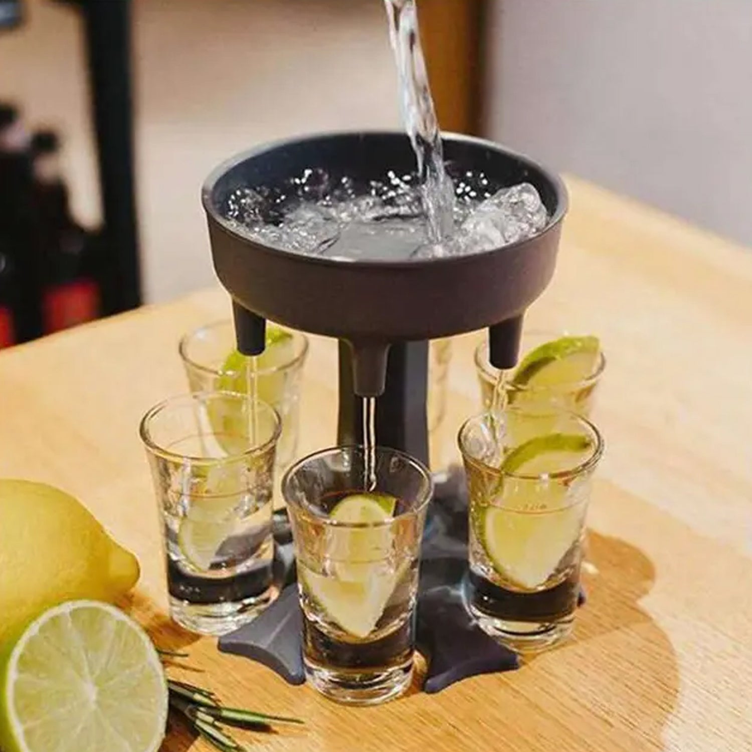 6 shot Win glass dispensers and tray, drinking games, shot glasses, dispenser, party gifts, shot spout for faster start of the party - Bhavnagar Deodap