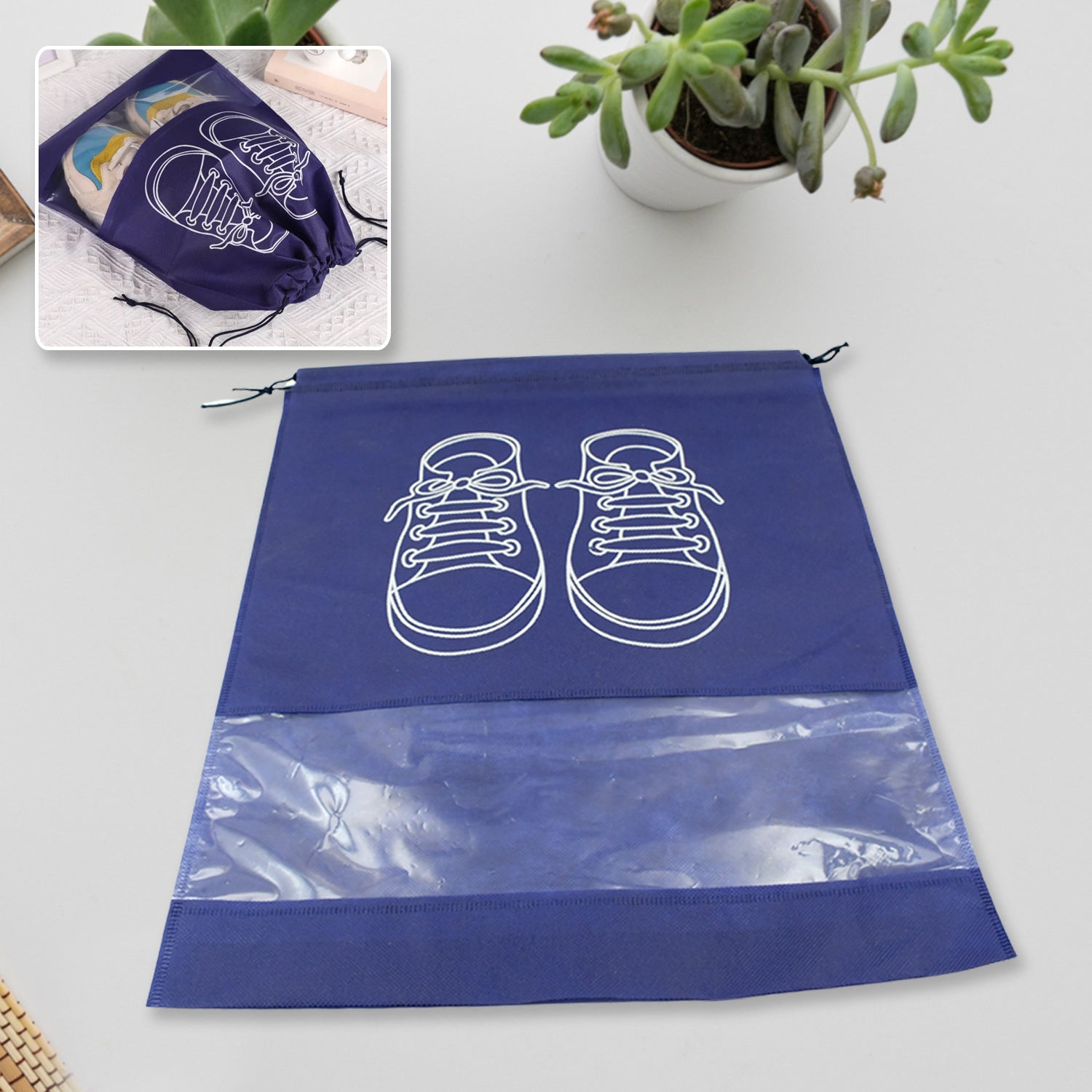 Beach Bag Shoes Storage Bag Closet Organizer Non-woven Travel Portable Bag Waterproof Pocket Clothing Classified Hanging Bag shoe bag luggage travel Portable Shoe Pouch Non Woven Transparent Window (1 Pc ) - Bhavnagar Deodap