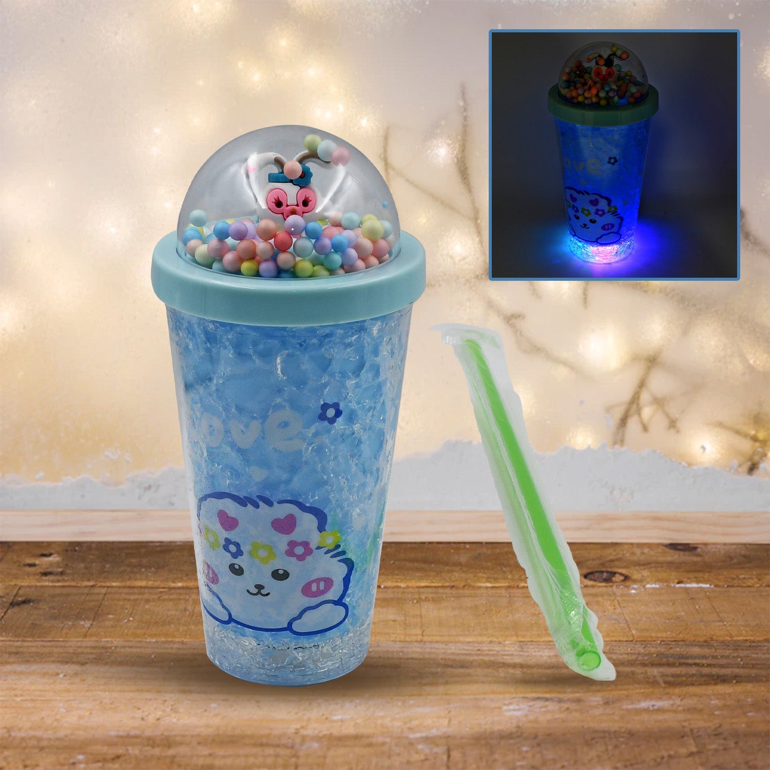 LED Light Unicorn Sipper Water Bottle Mason Jar Tumbler with Straw for Kids Glitter Sipper with Toy Drinking Cups for Boys and Girls School/Tuition/Gym/ Picnic, Kids and Adults, Birthday Return Gifts - Bhavnagar Deodap