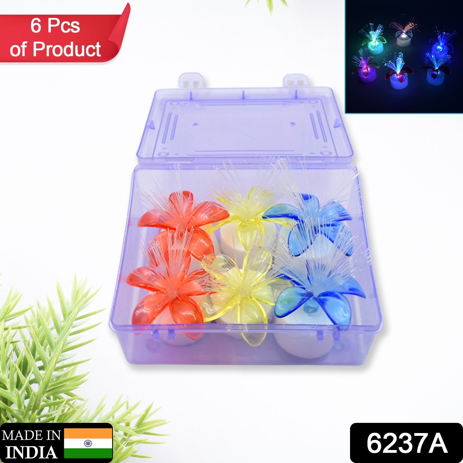 Fiber Optic Light, Mini Color Change LED Table Centerpieces, Light Up Candle - Pack of 6 - Bhavnagar Deodap