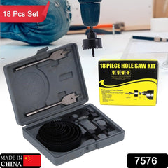 Drill Hole Cutter, Carbon Steel High Accuracy Incisive Hole Saw for Cutting PCV for Cutting Plastic for Cutting Wood Hole Saw Kit (18 Pcs Set) - Bhavnagar Deodap