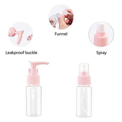 7 PCS COSMETICS BOTTLE for Travel Refillable Small Mini Empty Plastic Pump/Spray/Squeeze Bottles for Cosmetic (7 Pcs Set Mini Portable Refillable Kit) - Bhavnagar Deodap