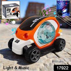 Plastic 360 Degree Rotating Stunt Car Toy for Kids - Bump and Go Action with 4D Lights and Music, Plastic Mini Car with Disco Ball (1 Pc / Battery Not Included) - Bhavnagar Deodap