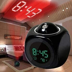 Digital LCD Projector Alarm Clock Wall Projection LCD Screen Snooze Alarm Display Time Voice Alarm LED Back Light (Pack of 1) - Bhavnagar Deodap