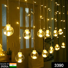 12  Wish Balls Window Curtain String Lights with 8 Flashing Modes Decoration for Home Decoration, Diwali & Wedding LED Christmas Light Indoor and Outdoor Light ,Festival Decoration (Plastic, Warm White) - Bhavnagar Deodap